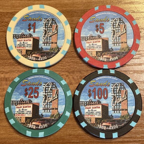 Sands Other - Sands - Lot of *4* Commerative Casino Chips - Las Vegas, Nevada